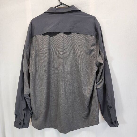 L.L. Bean Grey Long-Sleeve Button-up Shirt Jacket Men's Size L I1 - Picture 4 of 8